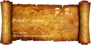 Pakó Kund névjegykártya